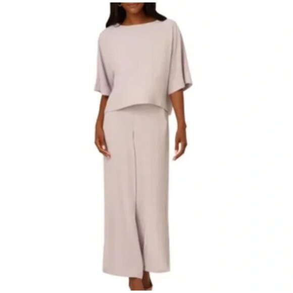NEW Adrianna Papell Women's Set L 2 Piece Polyester Flare pants/ Kimono Crop Top - Picture 1 of 11